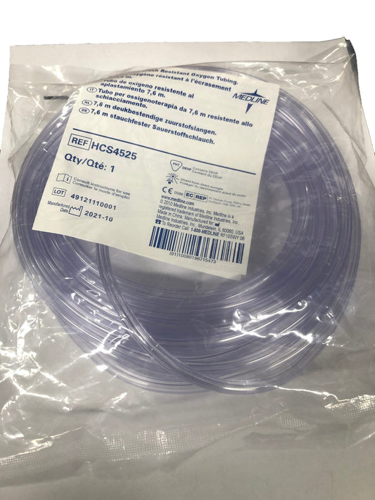 Crush-Resistant Oxygen Tubing 25ft Clear 25in (ea)