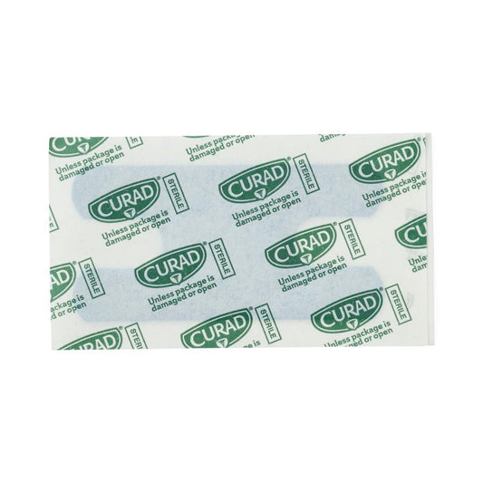 CURAD Flex Fabric Detectable Knuckle Bandage, Blue, 1 1/2" x 3", Box of 100