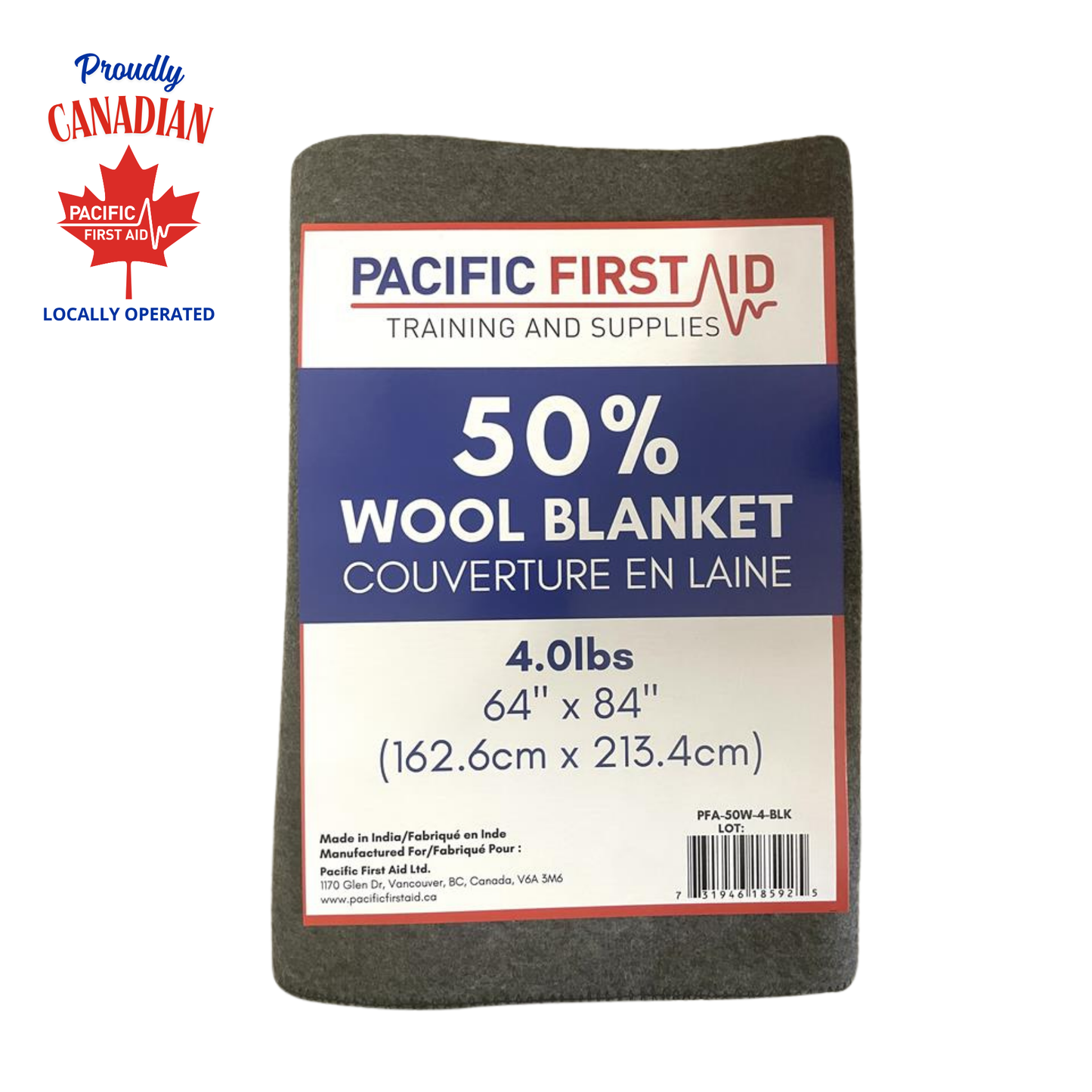 Emergency Grey Wool Blanket 50% wool