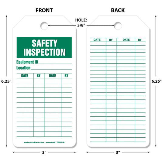 Safety Tags By-The-Roll: Safety Inspection – Equipment Test Record