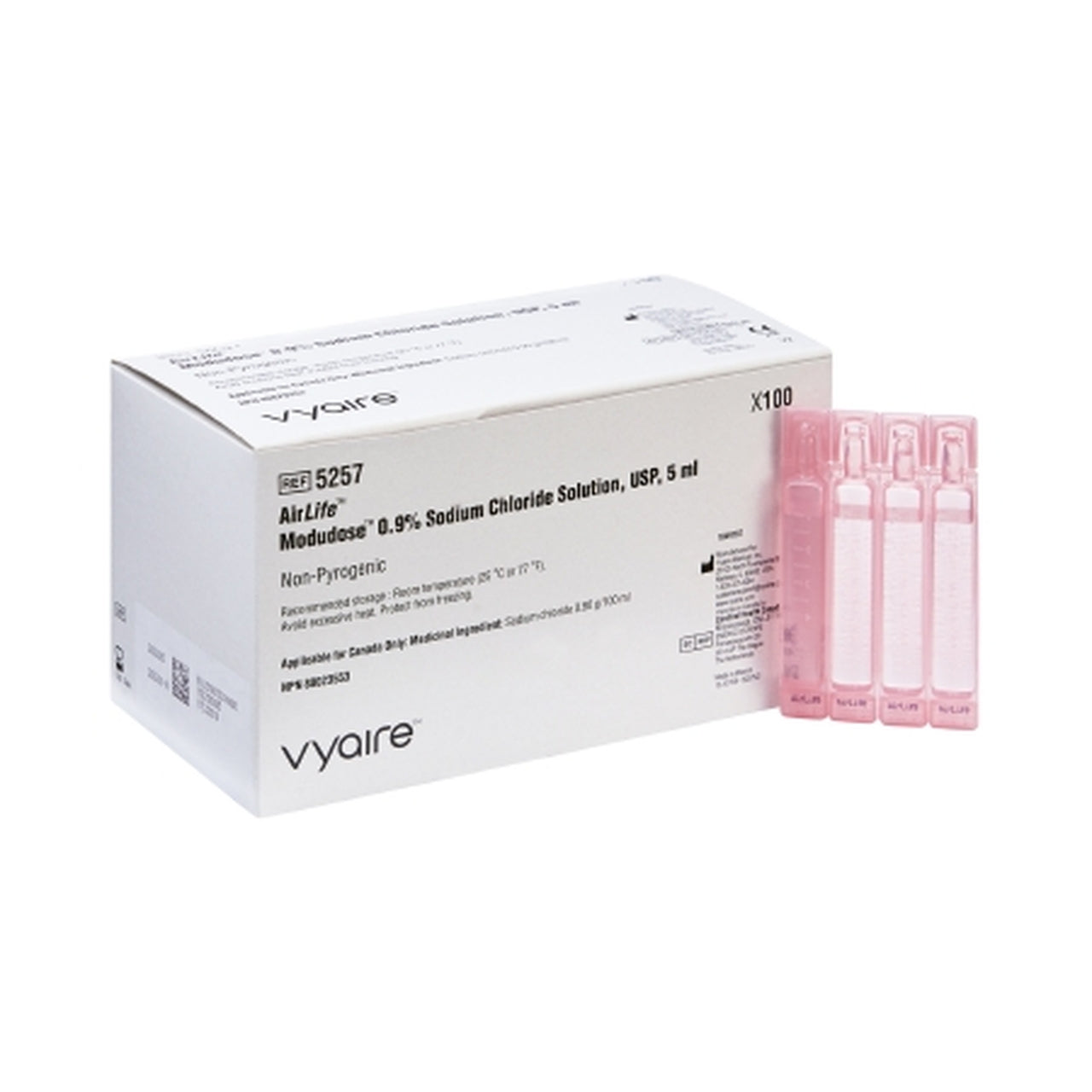 Airlife Modudose Normal Saline 0.9% NACL 5ml Box of 100 EXP Aug 2025