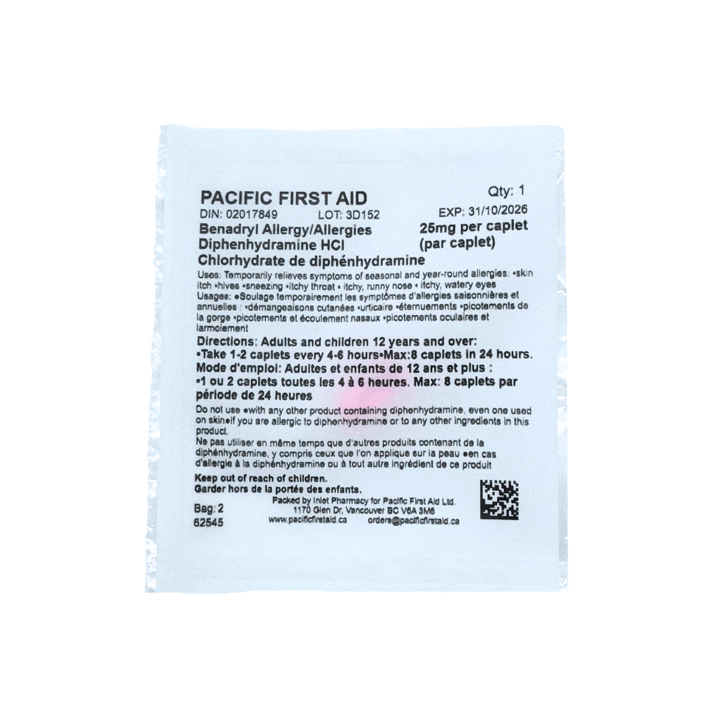 Diphenhydramine Hydrochloride 25mg (Pack of 1 Tablet)