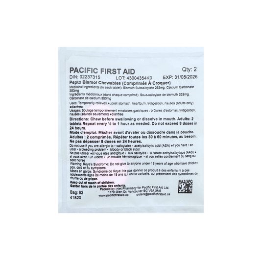 Bismuth Salicylate 262mg (Pack of 2 Tablets)