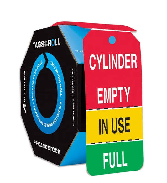 Perforated Tags By-The-Roll: Cylinder Empty – In Use – Full